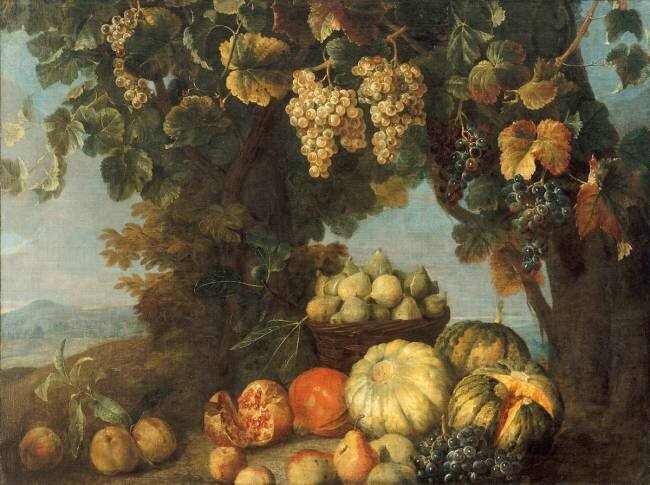 Nature morte de fruits et de raisins Alexandre-François Desportes