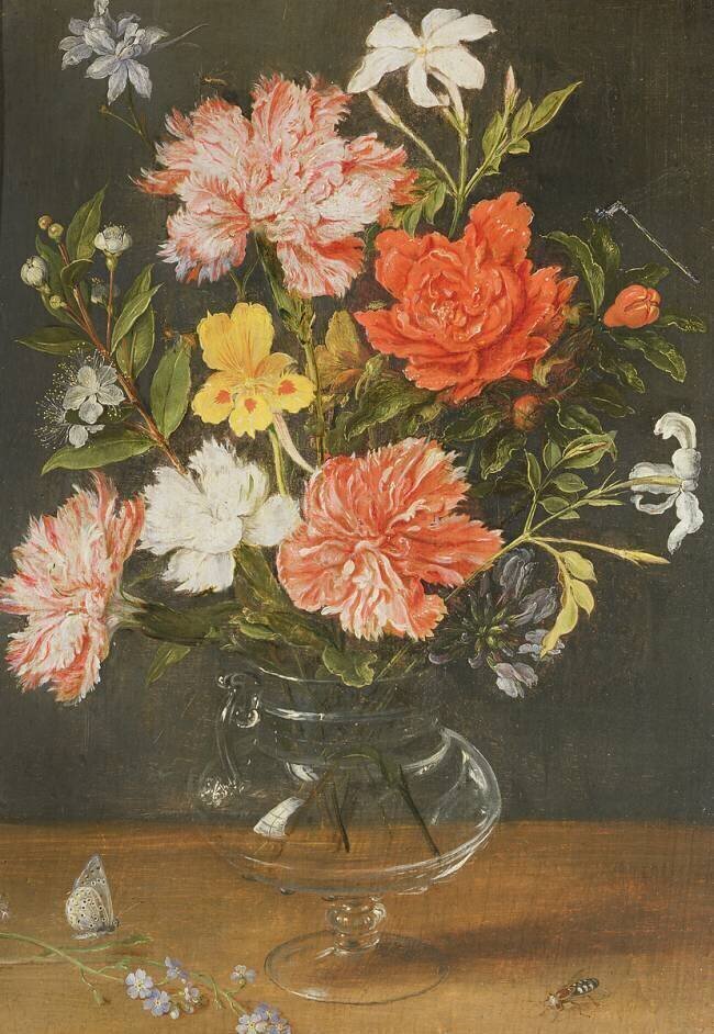 Nature morte d'œillets et autres fleurs Jan Brueghel le Jeune