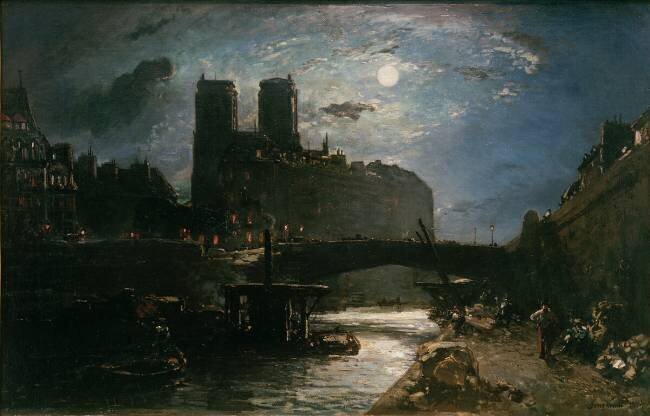 Notre-Dame de Paris au clair de lune Johan Barthold Jongkind