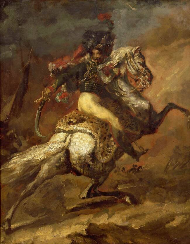 Officier de chasseur à cheval chargeant, esquisse Théodore Géricault