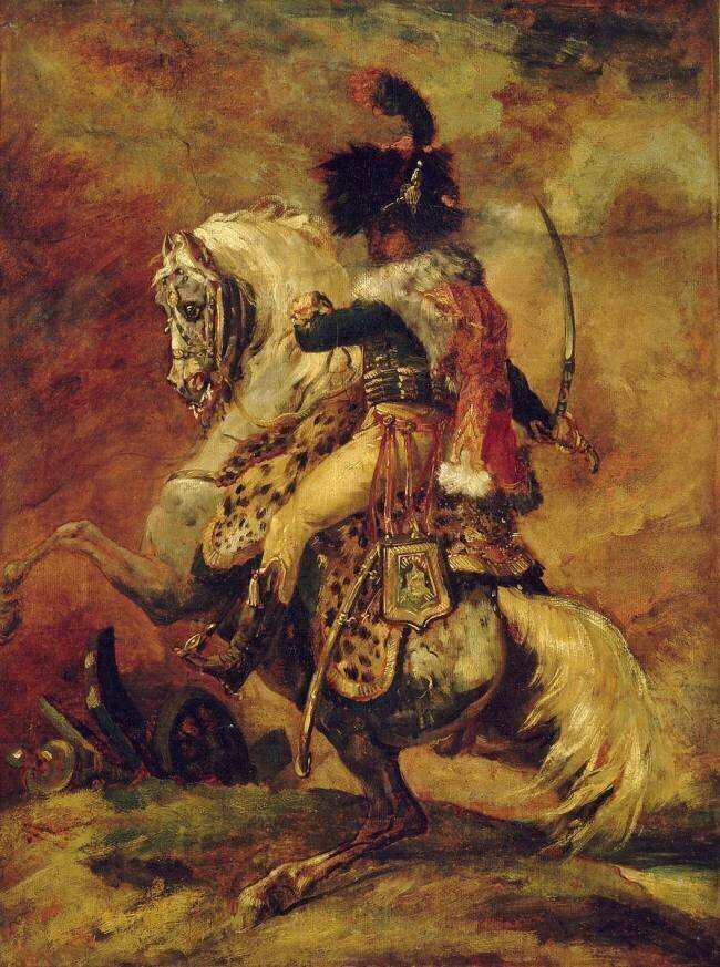 Officier de chasseurs à cheval de la garde impériale chargeant, esquisse Théodore Géricault