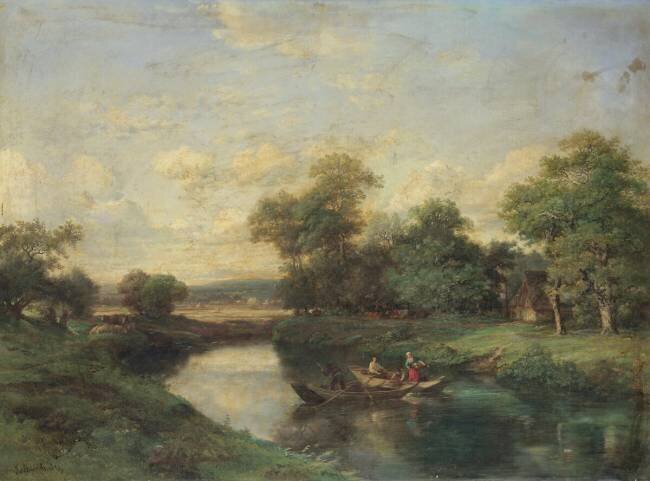 Paysage au bord d'une rivière Jules Andre