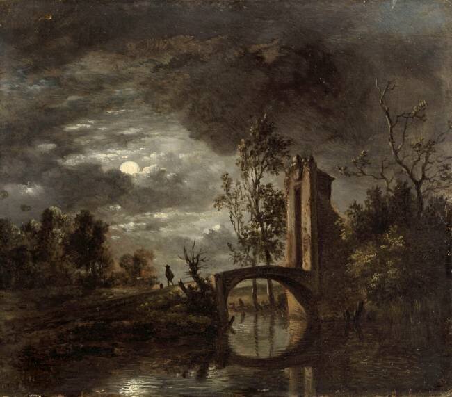 Paysage au clair de lune Simon Mathurin Lantara