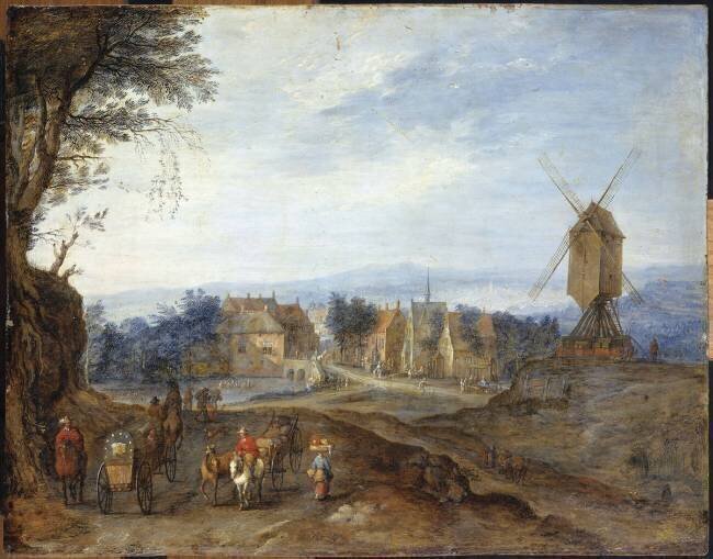 Paysage au moulin à vent Jan Brueghel l'Ancien