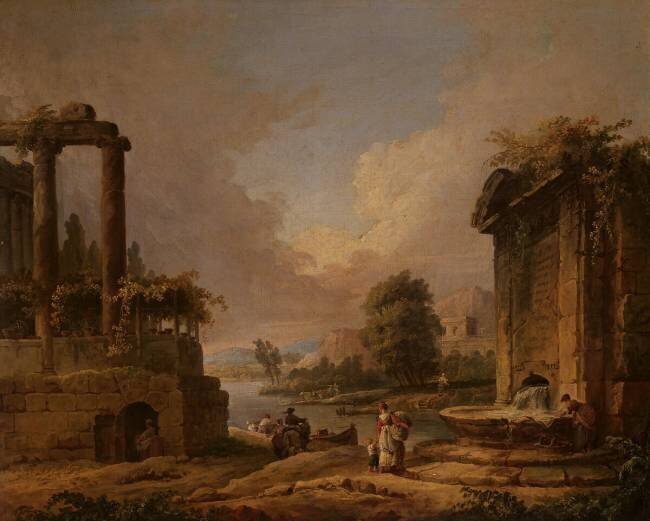 Paysage avec fontaine Hubert Robert
