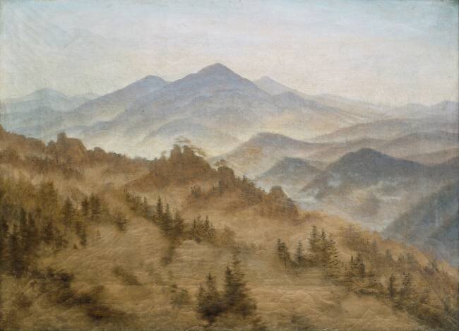 Paysage avec monte rosa en Bohème Caspar David Friedrich