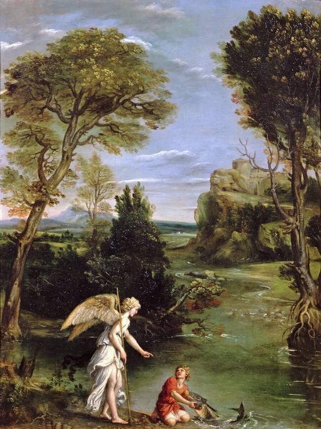 Paysage avec Tobias qui tient le poisson Le Dominiquin