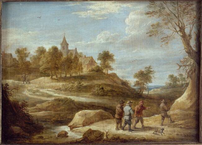 Paysage avec une église sur un tertre David Teniers le Jeune