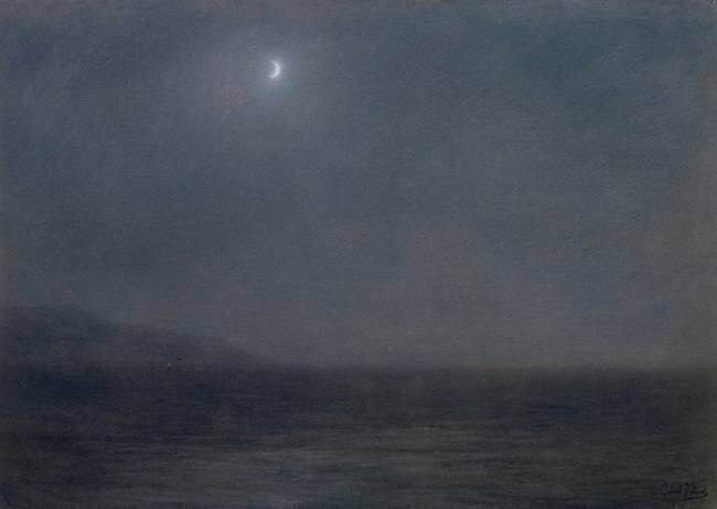 Paysage de Nuit avec un Croissant de Lune Gabriel Villard