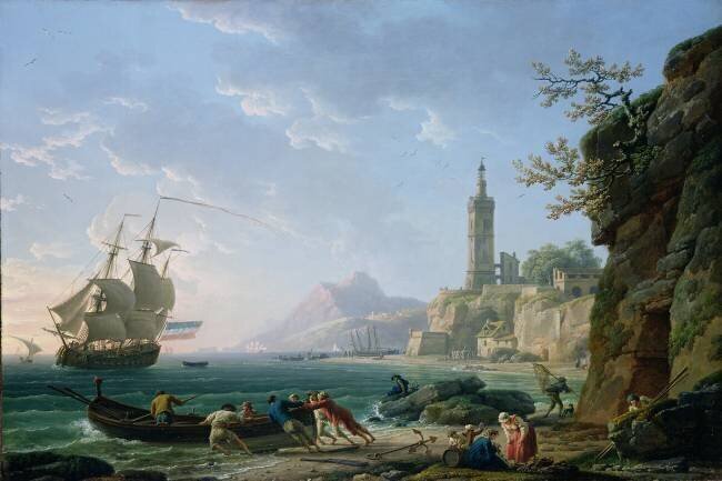 Paysage méditerranéen côtier avec un navire marchand néerlandais dans une baie Joseph Vernet