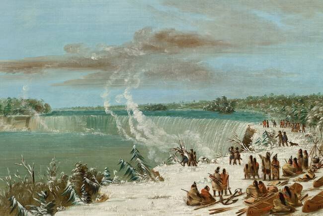 Portage autour des chutes du Niagara à Table Rock George Catlin