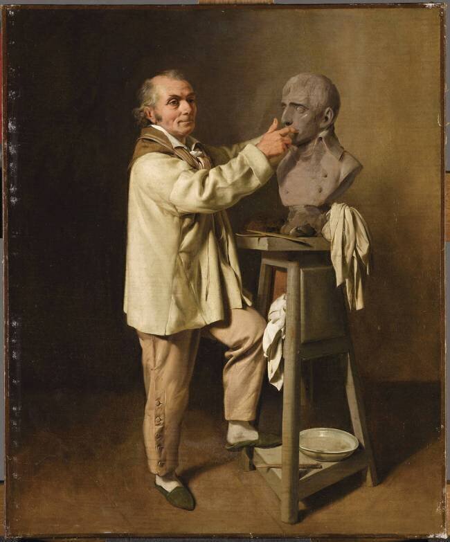 Portrait de Houdon modelant le buste de Bonaparte Julien Léopold Boilly