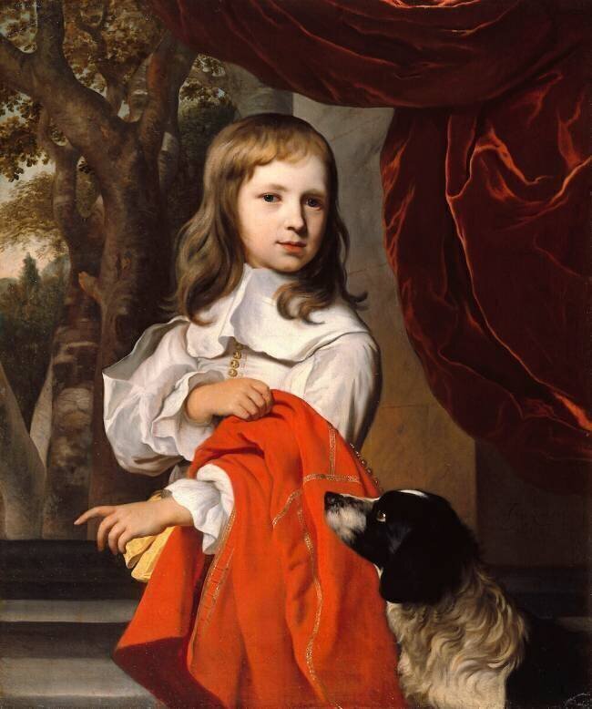 Portrait de jeune garçon au chien Jacob van Loo