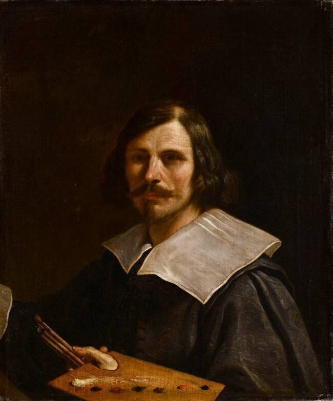 Portrait de l'artiste tenant une palette Guercino