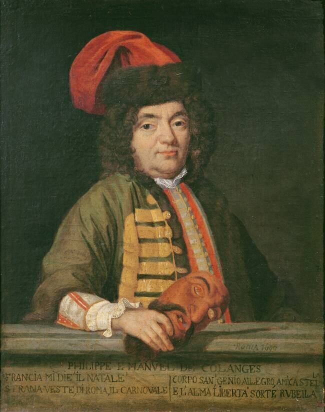 Portrait de Philippe Emmanuel de Coulanges habillé pour le carnaval Ecole italienne