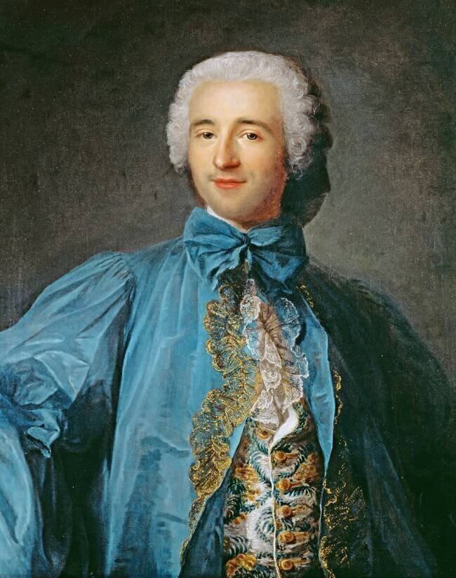 Portrait d'un gentleman en manteau bleu Jean-Marc Nattier