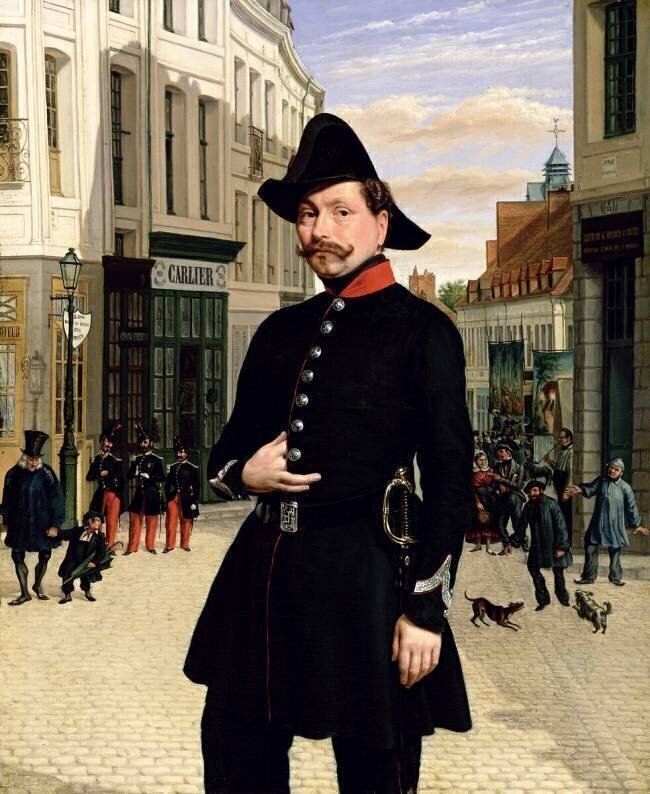 Portrait d'un policier à Douai en 1848 Ecole Française