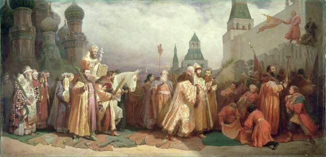 Procession du dimanche des Rameaux sous le règne du tsar Alexis Romanov Viatcheslav Grigorievitch Schwarz