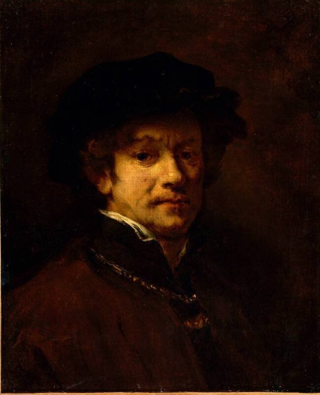 Rembrandt avec toque et chaîne d'or Rembrandt