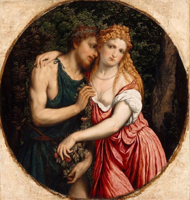 Représentation mythologique d'un couple (Daphnis et Chloé ?) Paris Bordone