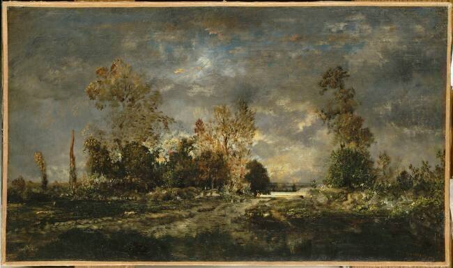 Route dans la forêt de Fontainebleau, effet d'orage Théodore Rousseau