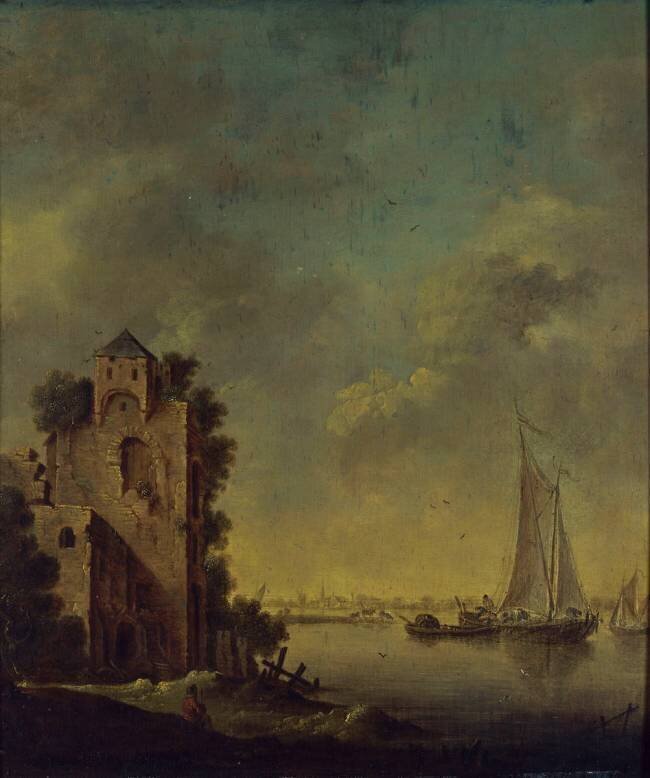 Ruines au bord d'une rivière Jan van Goyen
