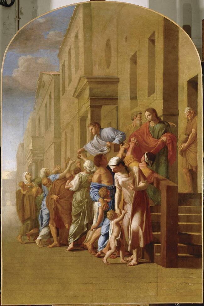 Saint Bruno et ses compagnons distribuent leurs biens aux pauvres Eustache Le Sueur