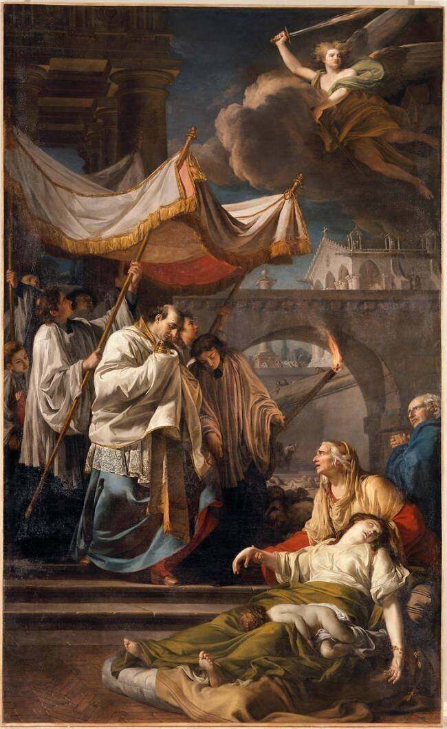 Saint Charles Borromée communiant les pestiférés de Milan Anicet Charles Gabriel Lemonnier