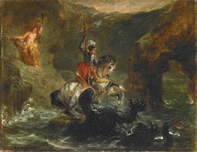 Saint Georges combattant le dragon dit aussi "Persée délivrant Andromède" Eugène Delacroix