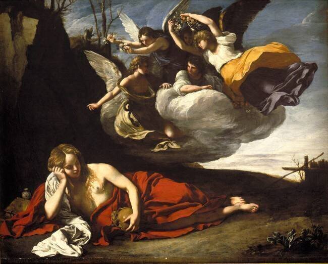 Sainte Madeleine au désert visitée par les anges Francesco Cozza