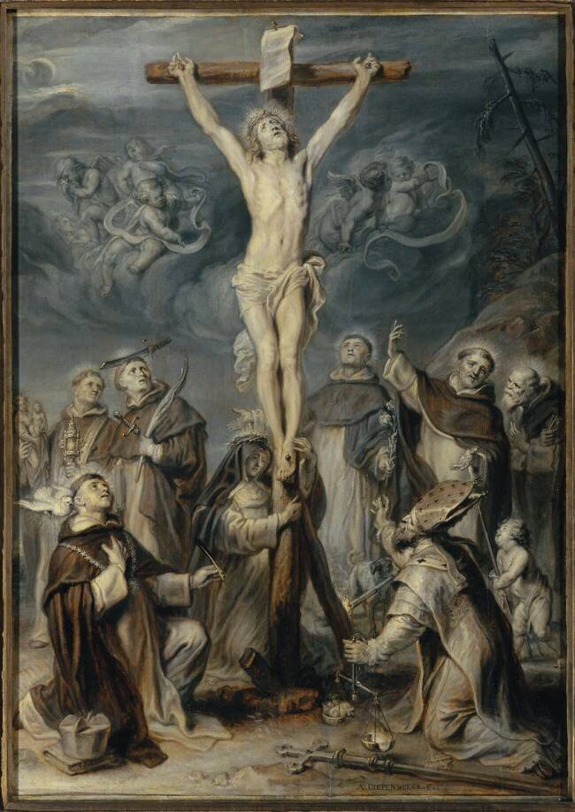 Saints dominicains au pied du Christ en croix Abraham van Diepenbeeck