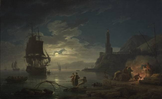 Scène côtière au clair de lune Joseph Vernet