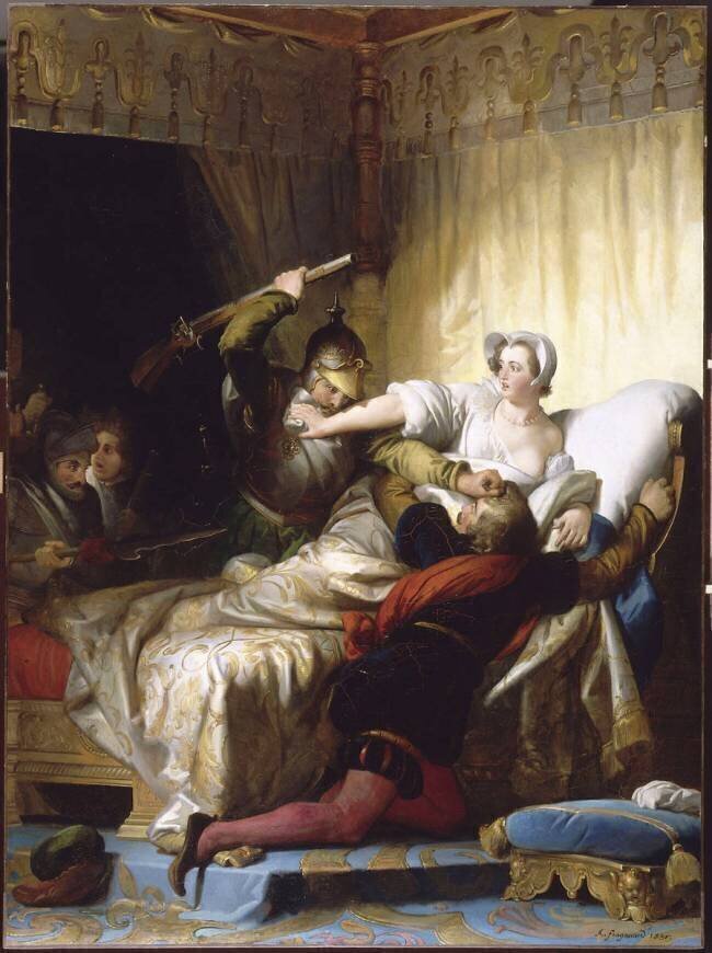Scène de massacre de la Saint-Barthélémy, dans l'appartement de la reine de Navarre Alexandre-Evariste Fragonard