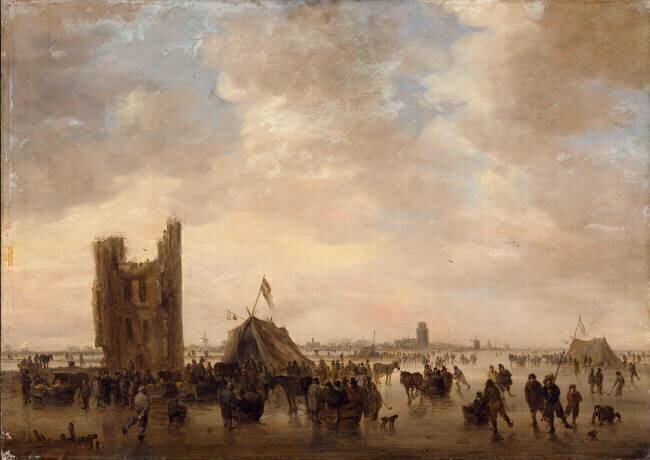 Scène de patinage près des ruines de la Huis te Merwede devant Dordrecht Jan van Goyen