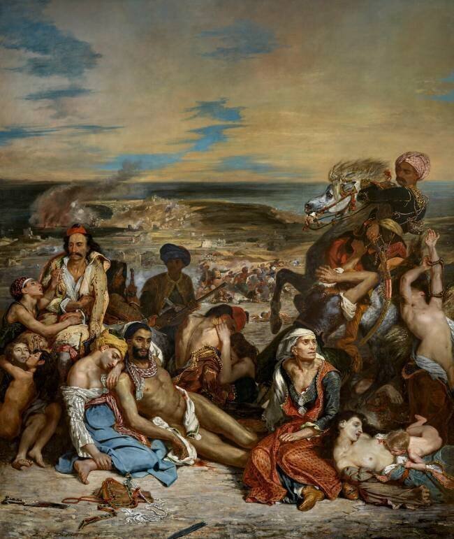 Scène des massacres de Scio : familles grecques attendant la mort ou l'esclavage Eugène Delacroix