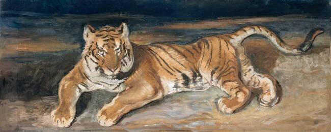 Tigre couché Antoine-Louis Barye
