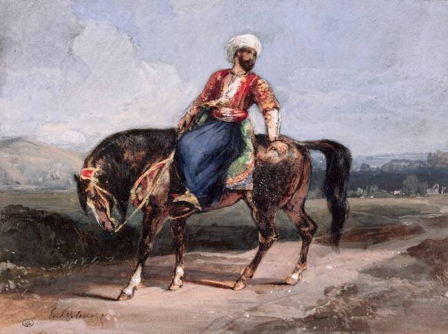 Turc à cheval dans la campagne Eugène Delacroix