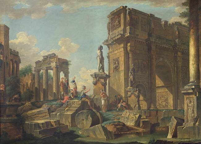 Un capriccio architectural avec l'arc de Constantin Giovanni Paolo Pannini