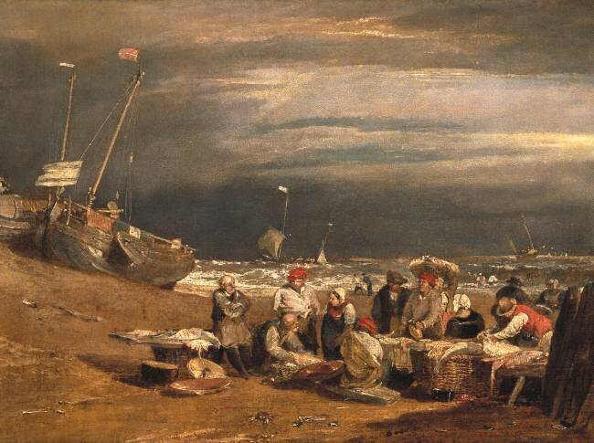 Un marché aux poissons sur la plage Joseph Mallord William Turner