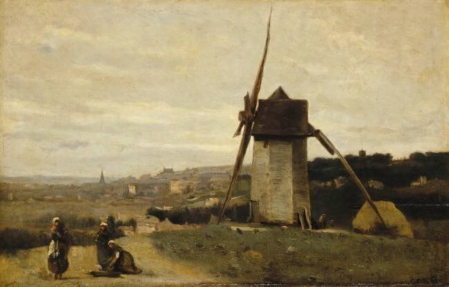 Un moulin à vent, à Etretat Jean-Baptiste Camille Corot