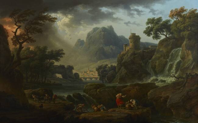 Un paysage de montagne avec une tempête en approche Joseph Vernet