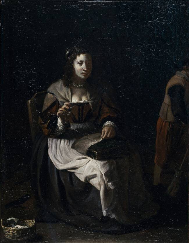 Une femme qui coud anonyme
