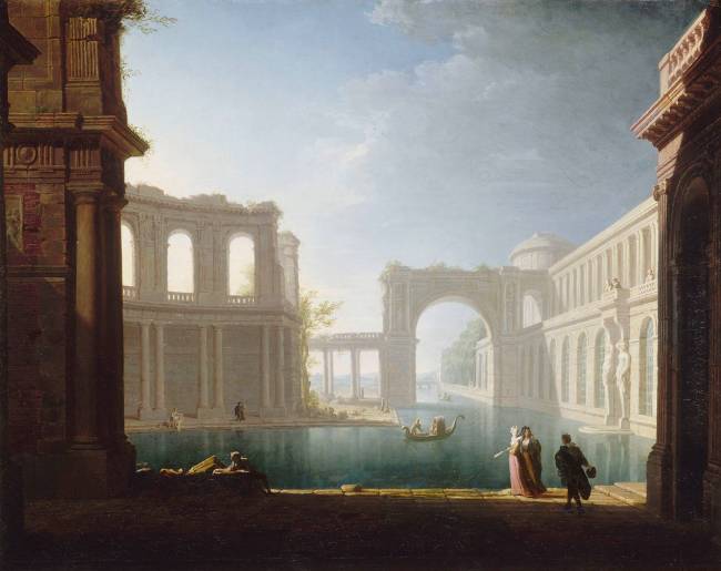 "Une vue d'architecture" ; "Edifices bâtis en mer à la Vénitienne", palais bâti sur un canal Michel Boyer
