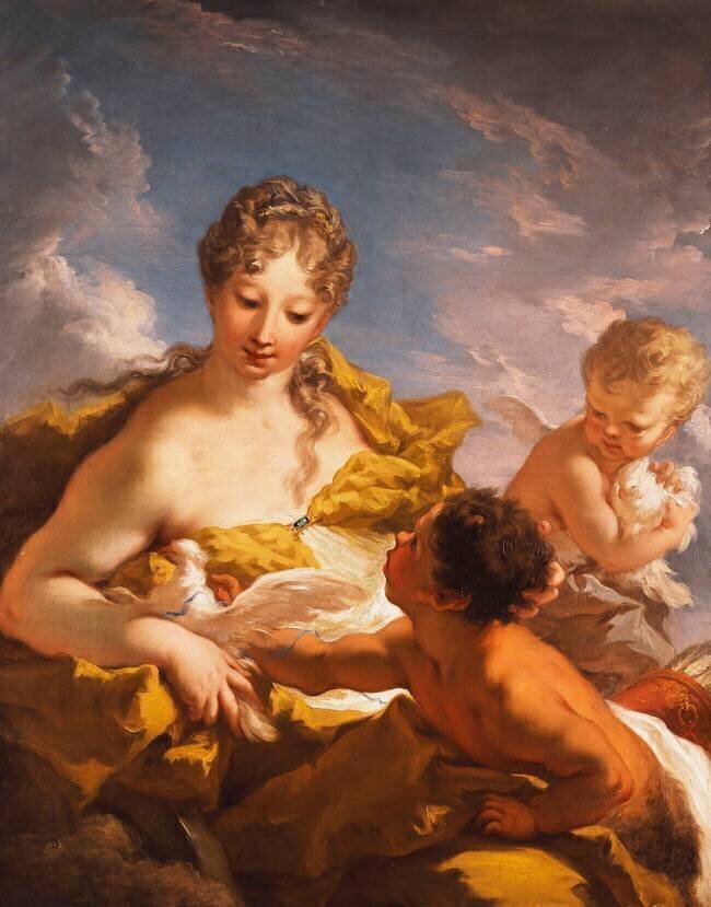 Vénus, Cupidon et un faune Giovanni Antonio Pellegrini