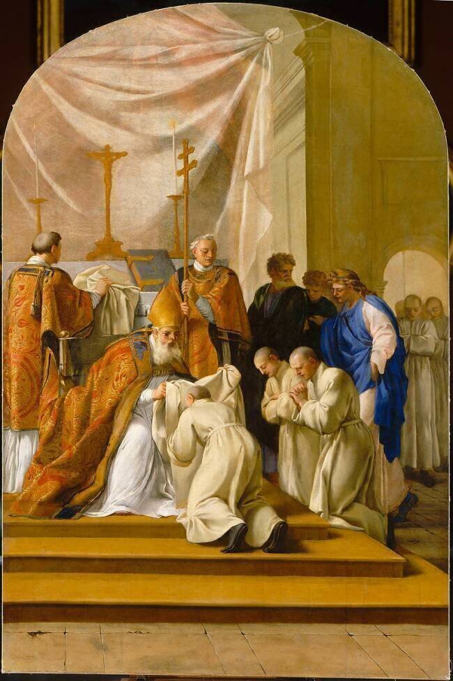 Vie de saint Bruno : saint Bruno prend l'habit monastique Eustache Le Sueur