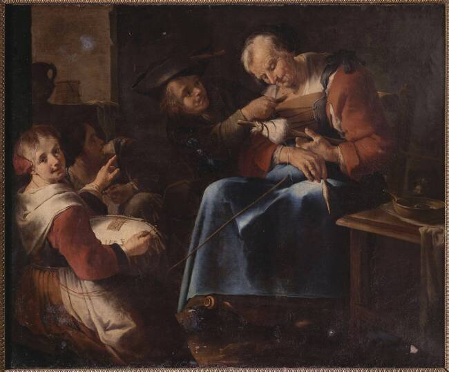 Vieille femme endormie Giacomo Francesco Cipper