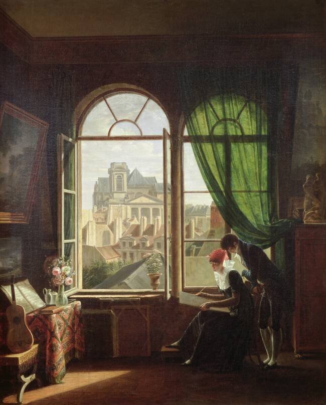 Vue de l'église Saint-Eustache à partir d'une maison de la rue Platrière ou, l'intérieur de l'artiste Martin Drolling