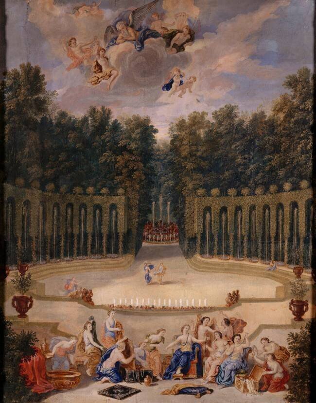 Vue de l'entrée du bosquet du Théâtre d'Eau dans les jardins de Versailles Jean Cotelle le Jeune