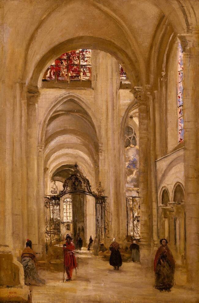 Vue de l'intérieur de la cathédrale de Sens Jean-Baptiste Camille Corot