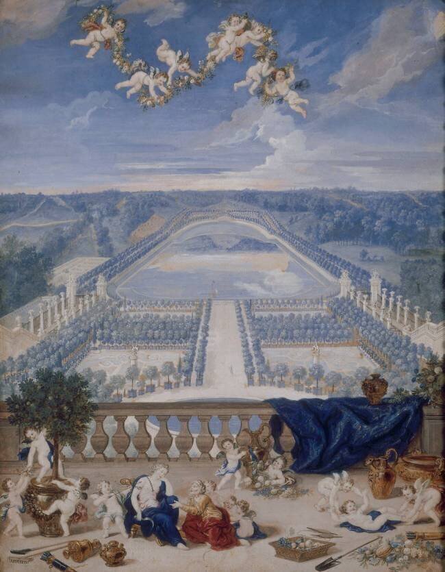 Vue de l'Orangerie et de la Pièce d'eau des Suisses à Versailles Jean Cotelle the Younger